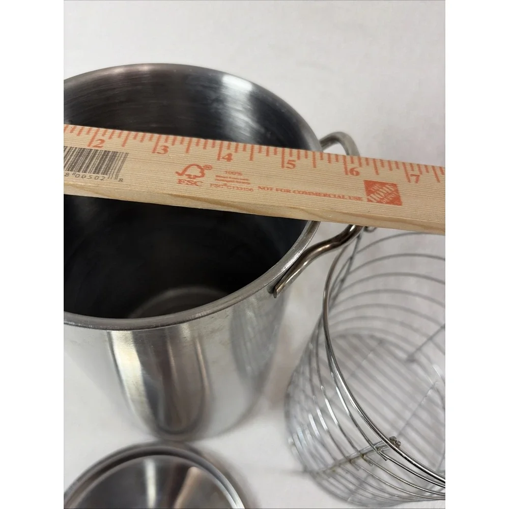 Stainless Steel Tall Vegetable Steamer With Wire Basket Asparagus Corn Pasta GUC